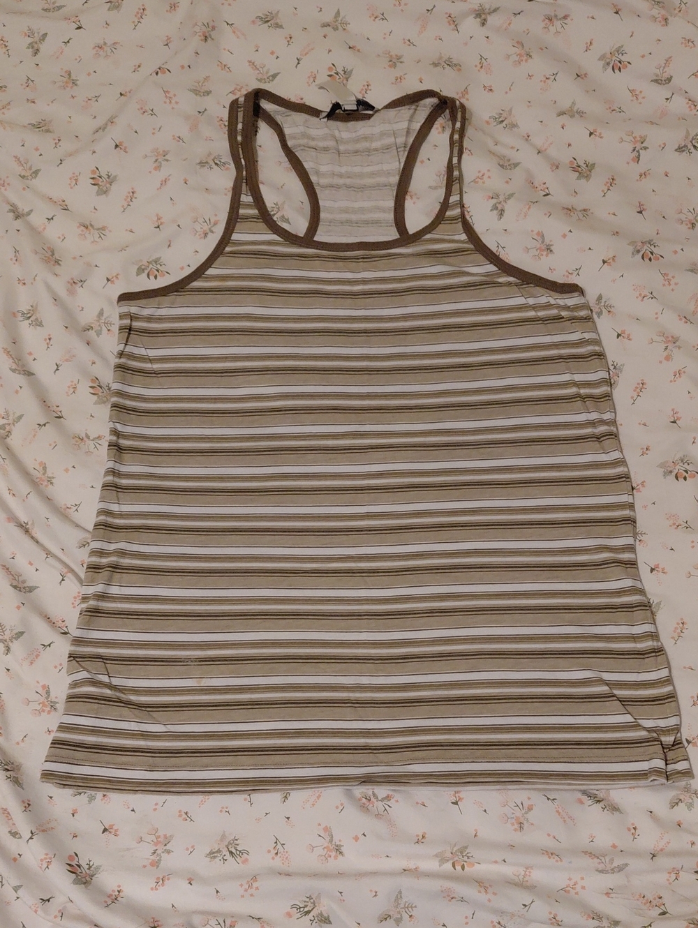 Mango Striped Racerback Tank in Brown and Cream